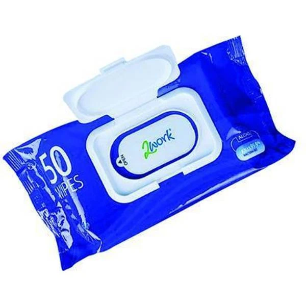 2Work Antibacterial Alcohol Hand Wipes 50-pack 1 2Work Antibacterial Alcohol Hand Wipes 50-pack