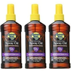 Banana Boat Sunscreen Protective Tanning Oil Broad Spectrum Sun Care Sunscreen Spray SPF 15, 8 Ounce (Pack Of 3) (Packaging May Vary)