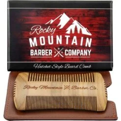 Beard Comb Sandalwood Natural Hatchet Style For Hair Anti-Static & No Snag, Handmade Wide & Fine Tooth Contour Brush Best For Beard & Moustache