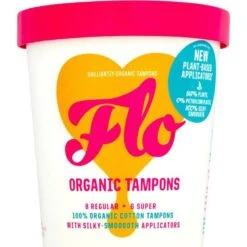 Flo Organic Tampons And Compact Applicators 8 6 Super 14 10-pack