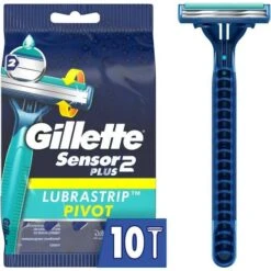 Gillette® Gillette Sensor 2 Plus, Pivoting Head, Disposable Razors, 10 Count