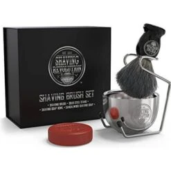 Luxury Shaving Brush Set Shaving Kit For Men Includes Badger Hair Shaving Brush, Shaving Soap, Stainless Steel Shaving Bowl, Safety Stand