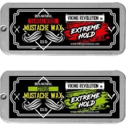 Mustache Wax 2 Pack Extreme Hold Beard & Moustache Wax For Men Strong Hold Helps Train Tame & Style Citrus & Sandalwood Scents- 0.5oz Each