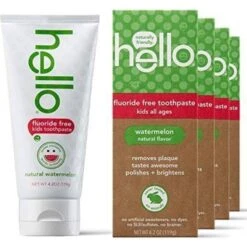 Natural Watermelon Flavor Kids Fluoride Free Toothpaste, Vegan, SLS