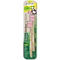 Piksters Bamboo Kids Twin Pack Toothbrush Soft Color May