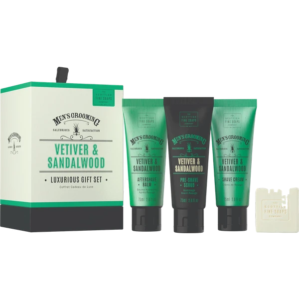 Scottish Fine Soaps Vetiver & Sandalwood Luxurious Gift Set 1 Scottish Fine Soaps Vetiver & Sandalwood Luxurious Gift Set