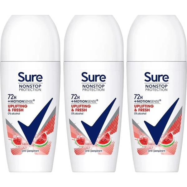 Sure Women Motion Sense Ap Deodorant Rollon 72H Nonstop, Uplifting & Fresh 50Ml, 3 Pack 1 Sure Women Motion Sense Ap Deodorant Rollon 72H Nonstop, Uplifting & Fresh 50Ml, 3 Pack