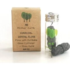 VEGAN Biodegradable Bamboo Charcoal Dental Floss With Container