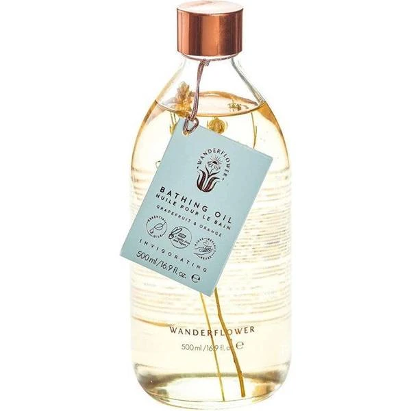 Wanderflower Invigorating Bathing Oil Grapefruit & Orange 500 Bronze Vegan 1 Wanderflower Invigorating Bathing Oil Grapefruit & Orange 500 Bronze Vegan